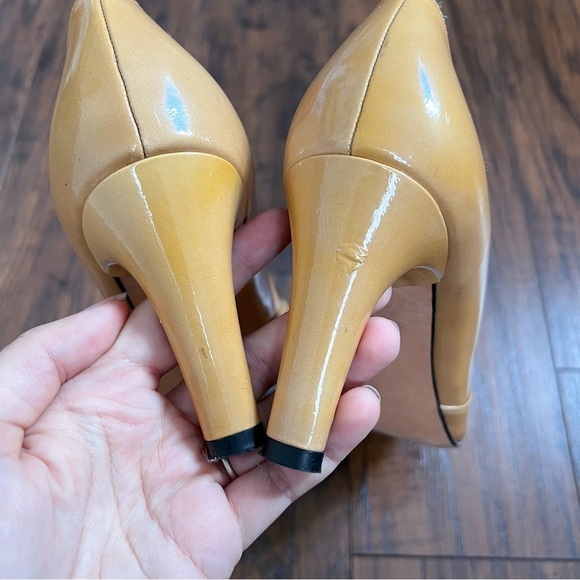 Stuart Weitzman • Turalu pumps heels tan patent leather grosgrain knot peep toe - Picture 9 of 12